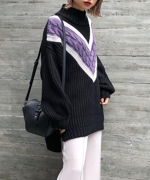 PAGEBOY（ページボーイ）の「モードチルデンニット（ニット/セーター・レディース・ブラック/ベージュ/オフホワイト・FREE）」の8枚目の写真