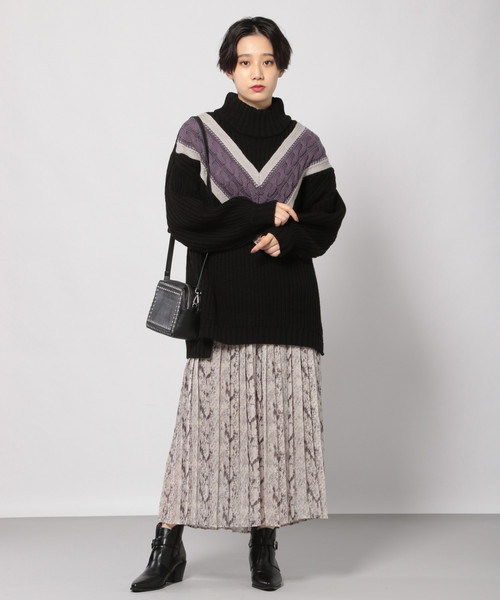 PAGEBOY（ページボーイ）の「モードチルデンニット（ニット/セーター・レディース・ブラック/ベージュ/オフホワイト・FREE）」の11枚目の写真