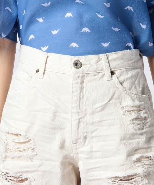 Another Edition（アナザーエディション）の「AE DAMAGE DNM SPTⅡ ◆（デニムパンツ・レディース・オフホワイト/ライトブルー・MEDIUM/SMALL）」の6枚目の写真