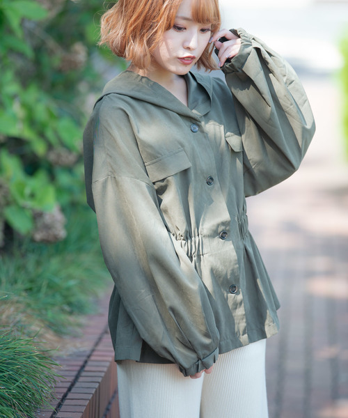 VANNIE U（ヴァニーユー）の「VANNIE U ウエストシェイプサファリシャツ（シャツ/ブラウス・レディース・ベージュ/ブラウン/カーキ・FREE）」の7枚目の写真