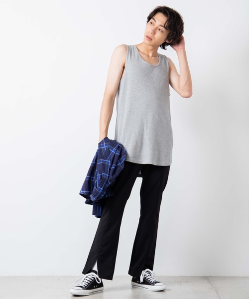 WEGO（ウィゴー）の「WEGO/【WEB限定】【S～Lあり/ユニセックスで使える】ラウンドワッフルタンクトップ（タンクトップ・メンズ・ホワイト/ブラック/ベージュ/杢グレー/ライトベージュ/ブラック系その他5・SMALL/MEDIUM/LARGE）」の14枚目の写真