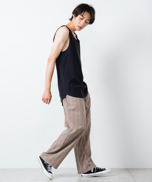 WEGO（ウィゴー）の「WEGO/【WEB限定】【S～Lあり/ユニセックスで使える】ラウンドワッフルタンクトップ（タンクトップ・メンズ・ホワイト/ブラック/ベージュ/杢グレー/ライトベージュ/ブラック系その他5・SMALL/MEDIUM/LARGE）」の8枚目の写真