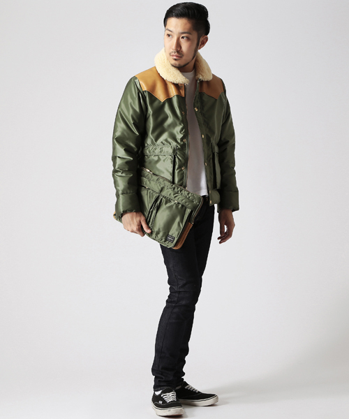 BEAMS（ビームス）の「ROCKY MOUNTAIN FEATHERBED×PORTER×BEAMS / 別注 ドキュメントケース（クラッチバッグ・メンズ・ブラック/オリーブ・ONE SIZE）」の19枚目の写真