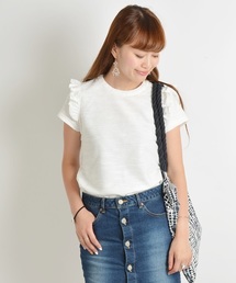 Khaju | Khaju:ミックスツイードフリルショートスリーブ(Tシャツ/カットソー)