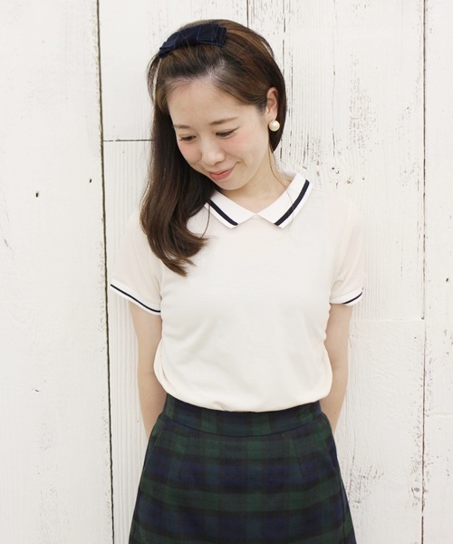 Chico(チコ)の「カノコポロシャツ(ポロシャツ・レディース・アイボリー/グレー/ホワイト/ネイビー・FREE)」の2枚目の写真