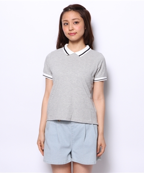 Chico(チコ)の「カノコポロシャツ(ポロシャツ・レディース・アイボリー/グレー/ホワイト/ネイビー・FREE)」の5枚目の写真