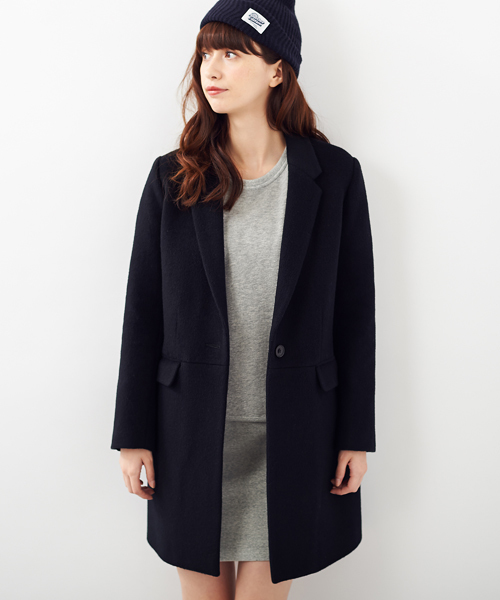Another Edition（アナザーエディション）の「ウール 1ボタン チェスター コート/AE Ｗ １Ｂﾁｪｽﾀｰ CT　（チェスターコート・レディース・オフホワイト/ブラック/ベージュ・SMALL/MEDIUM）」の16枚目の写真