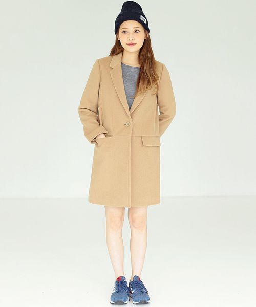 Another Edition（アナザーエディション）の「ウール 1ボタン チェスター コート/AE Ｗ １Ｂﾁｪｽﾀｰ CT　（チェスターコート・レディース・オフホワイト/ブラック/ベージュ・SMALL/MEDIUM）」の20枚目の写真