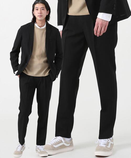 coen(コーエン)の「COOLFIBER(R)タックイージーパンツ(スラックス・メンズ・ブラック/グレー・X-LARGE/MEDIUM/LARGE/SMALL)」の2枚目の写真