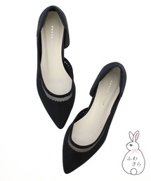 JELLY BEANS | シアーコンビフラットパンプス<ふわさら>(120-11523)JELLY BEANS(ジェリービーンズ)(パンプス)