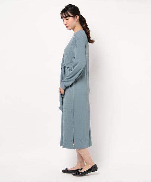 STYLEBLOCK(スタイルブロック)の「ナローリブサイドしばりアシンメトリーネックワンピース(ワンピース・レディース・ブラック/アイボリー/グリーン系その他/ブルー系その他/グレイッシュベージュ・M)」の6枚目の写真
