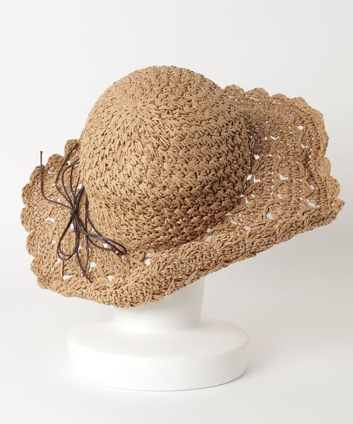 WEGO（ウィゴー）の「WEGO/スエードリボンペーパーハット（ハット・レディース・ベージュ/オフホワイト・FREE）」の3枚目の写真