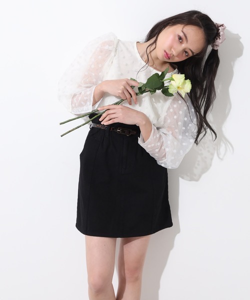 one after another NICE CLAUP（ワンアフターアナザーナイスクラップ）の「ベルト付台形スカート（スカート・レディース・ブラック/ベージュ/ネイビー/アイボリー・FREE）」の15枚目の写真