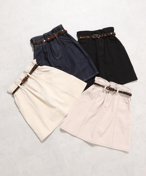 one after another NICE CLAUP（ワンアフターアナザーナイスクラップ）の「ベルト付台形スカート（スカート・レディース・ブラック/ベージュ/ネイビー/アイボリー・FREE）」の16枚目の写真