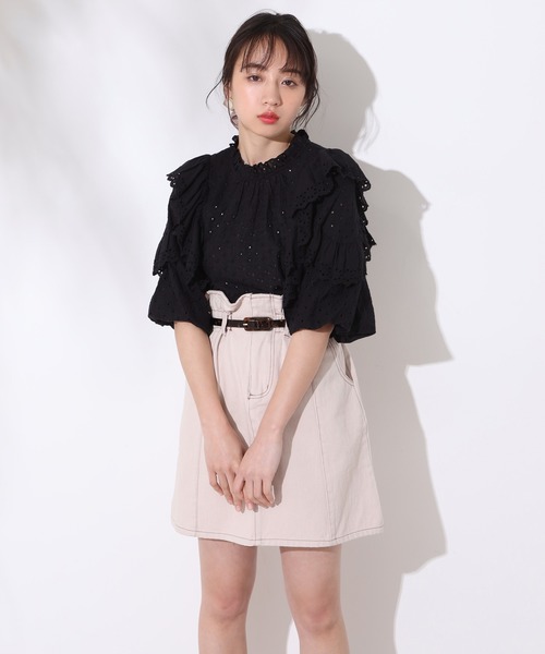 one after another NICE CLAUP（ワンアフターアナザーナイスクラップ）の「ベルト付台形スカート（スカート・レディース・ブラック/ベージュ/ネイビー/アイボリー・FREE）」の14枚目の写真