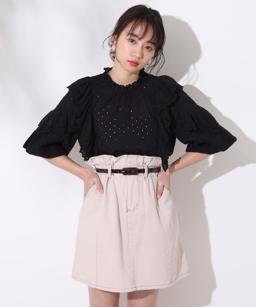 one after another NICE CLAUP（ワンアフターアナザーナイスクラップ）の「ベルト付台形スカート（スカート・レディース・ブラック/ベージュ/ネイビー/アイボリー・FREE）」の12枚目の写真