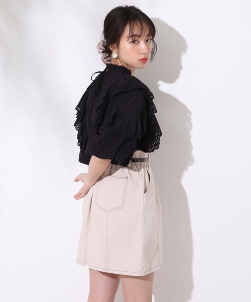 one after another NICE CLAUP（ワンアフターアナザーナイスクラップ）の「ベルト付台形スカート（スカート・レディース・ブラック/ベージュ/ネイビー/アイボリー・FREE）」の10枚目の写真