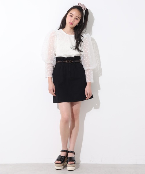 one after another NICE CLAUP（ワンアフターアナザーナイスクラップ）の「ベルト付台形スカート（スカート・レディース・ブラック/ベージュ/ネイビー/アイボリー・FREE）」の18枚目の写真