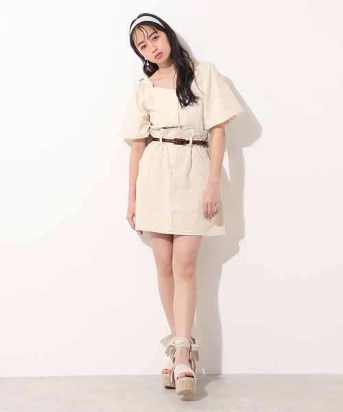 one after another NICE CLAUP（ワンアフターアナザーナイスクラップ）の「ベルト付台形スカート（スカート・レディース・ブラック/ベージュ/ネイビー/アイボリー・FREE）」の11枚目の写真