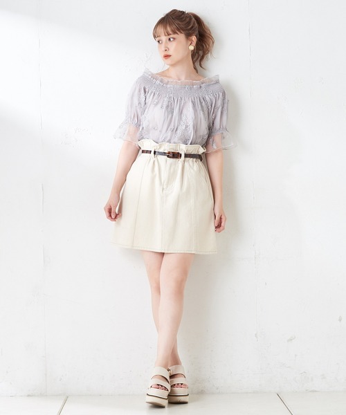 one after another NICE CLAUP（ワンアフターアナザーナイスクラップ）の「ベルト付台形スカート（スカート・レディース・ブラック/ベージュ/ネイビー/アイボリー・FREE）」の7枚目の写真