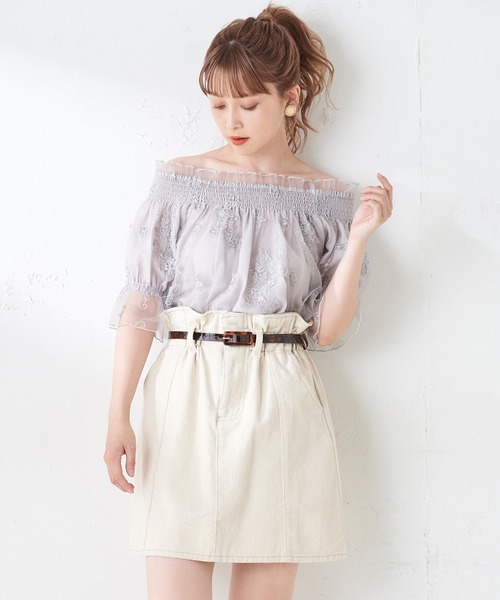 one after another NICE CLAUP（ワンアフターアナザーナイスクラップ）の「ベルト付台形スカート（スカート・レディース・ブラック/ベージュ/ネイビー/アイボリー・FREE）」の8枚目の写真