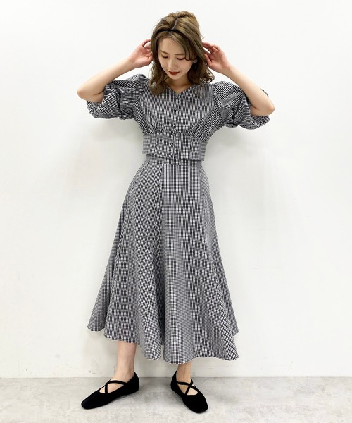 one after another NICE CLAUP（ワンアフターアナザーナイスクラップ）の「切り替えフレアスカート（スカート・レディース・オフホワイト/ドット/チェック・FREE）」の5枚目の写真