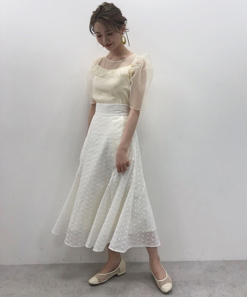 one after another NICE CLAUP（ワンアフターアナザーナイスクラップ）の「切り替えフレアスカート（スカート・レディース・オフホワイト/ドット/チェック・FREE）」の20枚目の写真