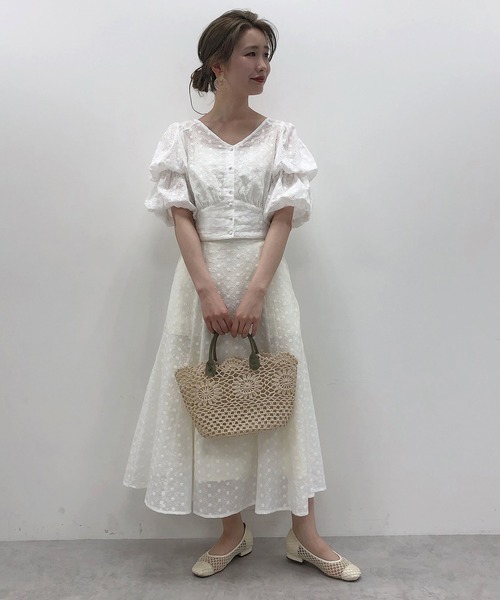 one after another NICE CLAUP（ワンアフターアナザーナイスクラップ）の「切り替えフレアスカート（スカート・レディース・オフホワイト/ドット/チェック・FREE）」の19枚目の写真