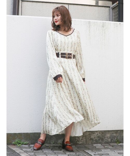 オリエンタルフラワーワンピース オリエンタルフラワー柄ワンピース[品番：IGAW0003754]｜axes