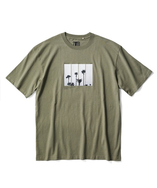 SEVENDAYS=SUNDAY(セブンデイズサンデイ)の「【2020春夏】Palm TreePHOTOプリントTシャツ*(Tシャツ/カットソー)」|カーキ