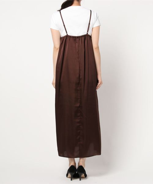minius（ミニウス）の「ミニウス/ レディース サテンキャミワンピース 裾スリットマキシ丈（ワンピース・レディース・ブラック/ベージュ/ブラウン・MEDIUM）」の12枚目の写真