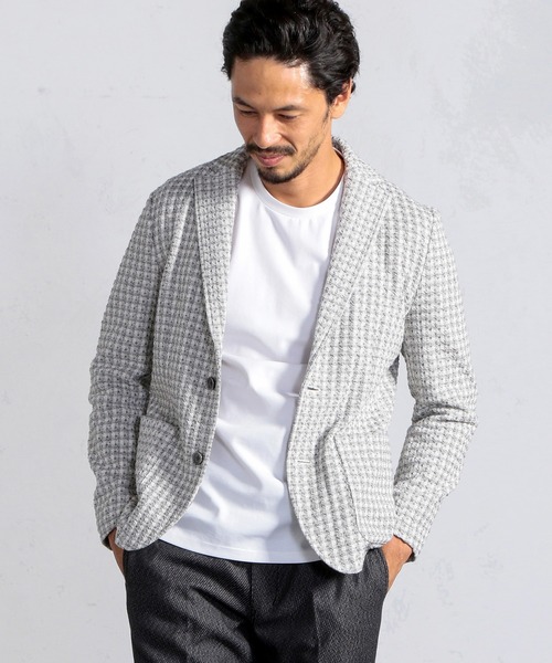MEN'S BIGI（メンズビギ）の「ストレッチチェック柄カットジャケット（テーラードジャケット・メンズ・ホワイト/ネイビー・01/02/03/04）」の3枚目の写真