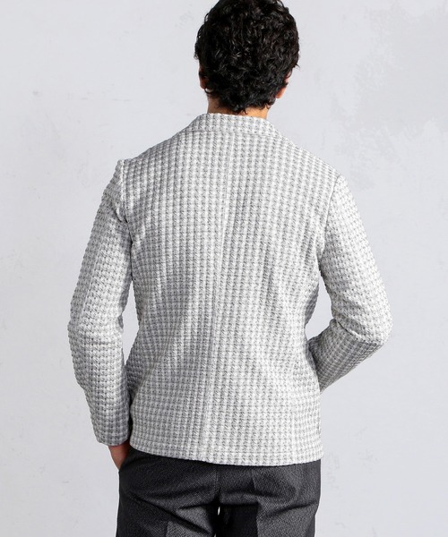 MEN'S BIGI（メンズビギ）の「ストレッチチェック柄カットジャケット（テーラードジャケット・メンズ・ホワイト/ネイビー・01/02/03/04）」の5枚目の写真
