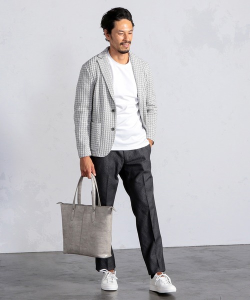 MEN'S BIGI（メンズビギ）の「ストレッチチェック柄カットジャケット（テーラードジャケット・メンズ・ホワイト/ネイビー・01/02/03/04）」の6枚目の写真