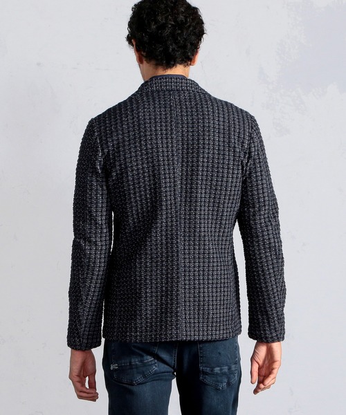 MEN'S BIGI（メンズビギ）の「ストレッチチェック柄カットジャケット（テーラードジャケット・メンズ・ホワイト/ネイビー・01/02/03/04）」の8枚目の写真