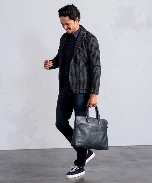 MEN'S BIGI（メンズビギ）の「ストレッチチェック柄カットジャケット（テーラードジャケット・メンズ・ホワイト/ネイビー・01/02/03/04）」の9枚目の写真