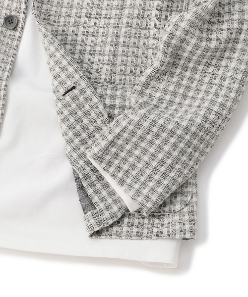 MEN'S BIGI（メンズビギ）の「ストレッチチェック柄カットジャケット（テーラードジャケット・メンズ・ホワイト/ネイビー・01/02/03/04）」の12枚目の写真