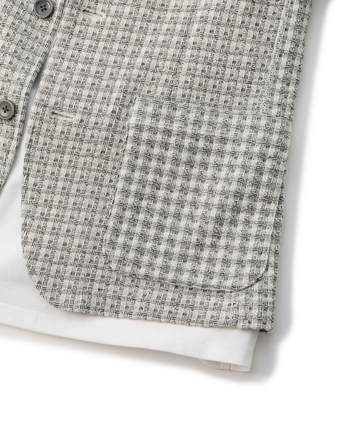 MEN'S BIGI（メンズビギ）の「ストレッチチェック柄カットジャケット（テーラードジャケット・メンズ・ホワイト/ネイビー・01/02/03/04）」の13枚目の写真