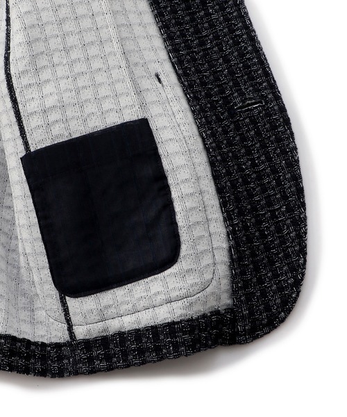 MEN'S BIGI（メンズビギ）の「ストレッチチェック柄カットジャケット（テーラードジャケット・メンズ・ホワイト/ネイビー・01/02/03/04）」の18枚目の写真