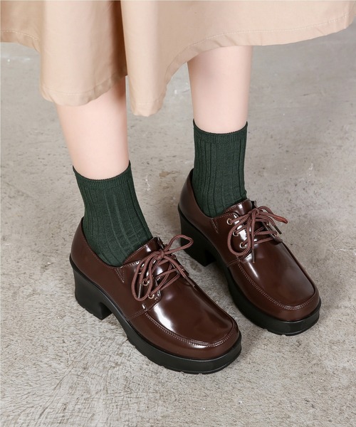 Shoes in Closet（シューズインクローゼット）の「超軽量厚底 レースアップ マニッシュ シューズ 1973（ドレスシューズ・レディース・ブラック/ダークブラウン/ブラック系その他/アイボリー/ブラウン系その他2・LL/S/M/L/XS/3L/5L/4L）」の5枚目の写真