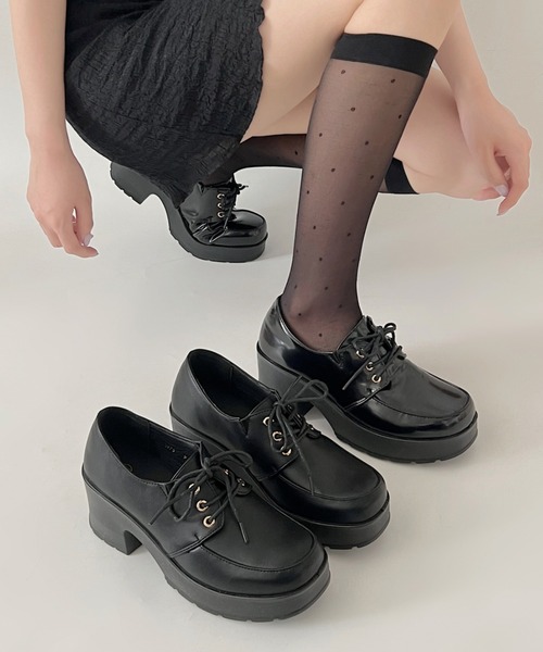 【未使用】DixseptDixsept1717 マニッシュシューズ 黒 23.5 日本製 マニッシュシューズ ヒモ付き カジュアル 3cmヒール