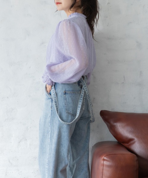 Mysa&Liina(ミーサリーナ)の「プリーツカットドビーブラウス(シャツ/ブラウス・レディース・ブラック/パープル/オフホワイト/ミント・M)」の19枚目の写真