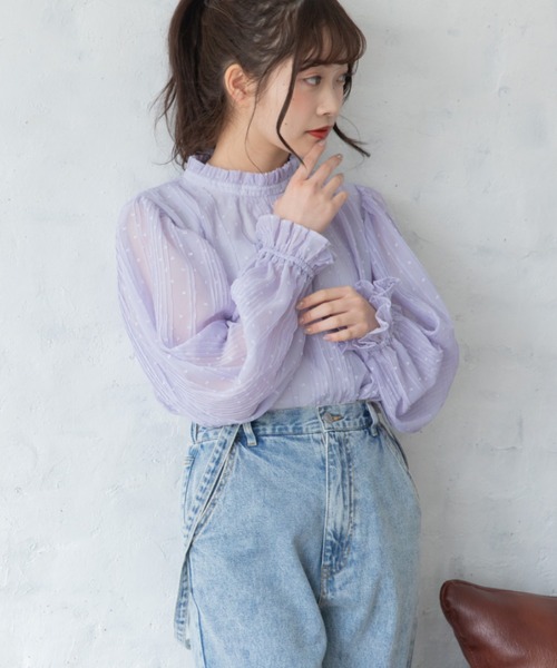 Mysa&Liina(ミーサリーナ)の「プリーツカットドビーブラウス(シャツ/ブラウス・レディース・ブラック/パープル/オフホワイト/ミント・M)」の17枚目の写真