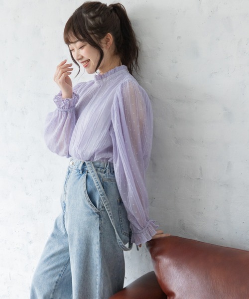 Mysa&Liina(ミーサリーナ)の「プリーツカットドビーブラウス(シャツ/ブラウス・レディース・ブラック/パープル/オフホワイト/ミント・M)」の16枚目の写真