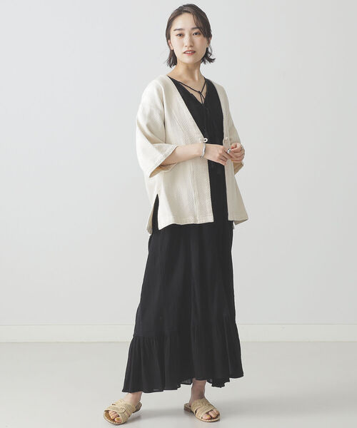 BEAMS LIGHTS（ビームスライツ）の「BEAMS LIGHTS / へリンボン ジャガード ジャケット（その他アウター・レディース・ブラウン/オフホワイト・ONE SIZE）」の3枚目の写真