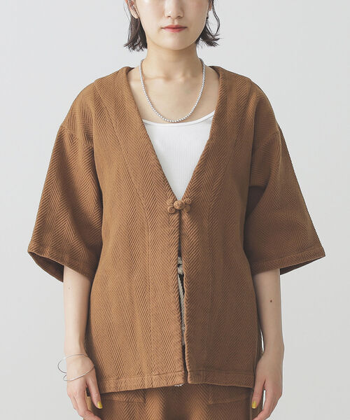 BEAMS LIGHTS（ビームスライツ）の「BEAMS LIGHTS / へリンボン ジャガード ジャケット（その他アウター・レディース・ブラウン/オフホワイト・ONE SIZE）」の13枚目の写真