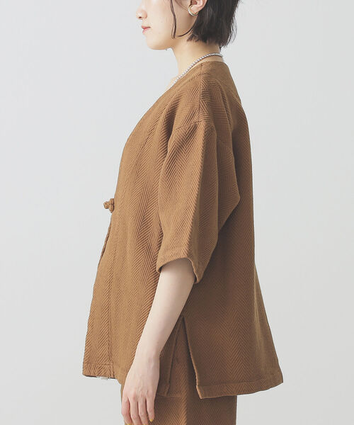 BEAMS LIGHTS（ビームスライツ）の「BEAMS LIGHTS / へリンボン ジャガード ジャケット（その他アウター・レディース・ブラウン/オフホワイト・ONE SIZE）」の14枚目の写真