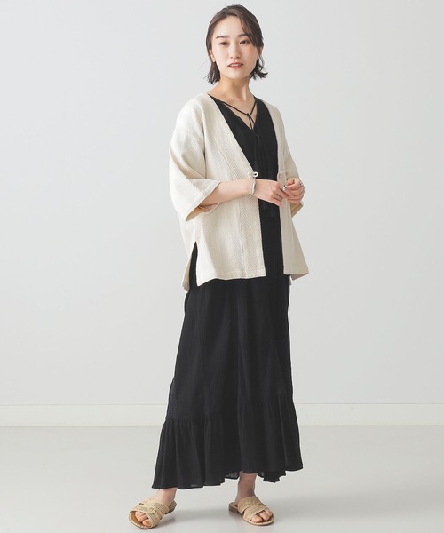 BEAMS LIGHTS（ビームスライツ）の「BEAMS LIGHTS / へリンボン ジャガード ジャケット（その他アウター・レディース・ブラウン/オフホワイト・ONE SIZE）」の10枚目の写真