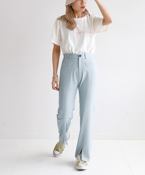 SLOBE citron.(スローブシトロン)の「SLOBE citron.カラーチェックフレアパンツ◆(その他パンツ・レディース・サックスブルー/イエロー/ナチュラル・38/36)」の14枚目の写真