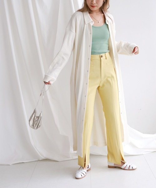 SLOBE citron.(スローブシトロン)の「SLOBE citron.カラーチェックフレアパンツ◆(その他パンツ・レディース・サックスブルー/イエロー/ナチュラル・38/36)」の9枚目の写真